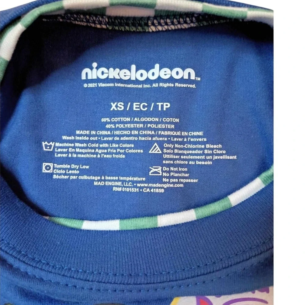 Nickelodeon Rugrats Reptar Long Sleeve T Shirt Blue Green Checker Kids‎ XS